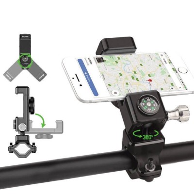 Suport telefon pentru bicicleta Guider Q-003, busola, reglabil, rotire 360, negru 2