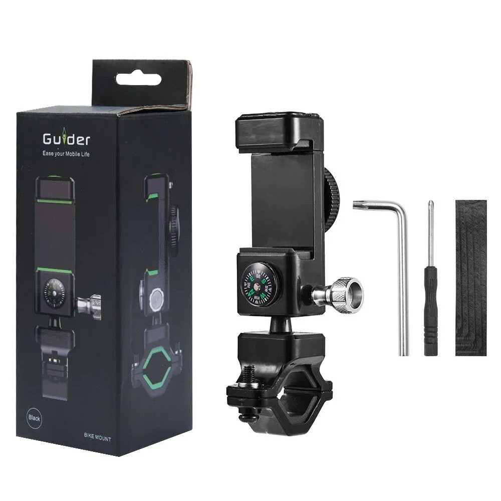 Suport telefon pentru bicicleta Guider Q-003, busola, reglabil, rotire 360, negru 3