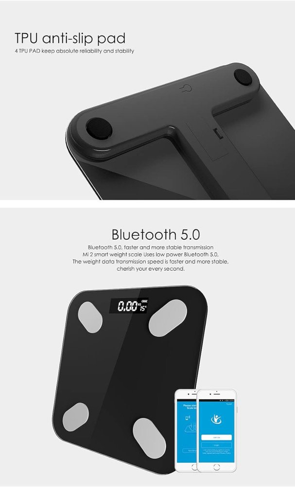 Cantarul corporal electronic RT-002, multiple functii, conectare aplicatie prin bluetooth, alimentare cu baterii 4