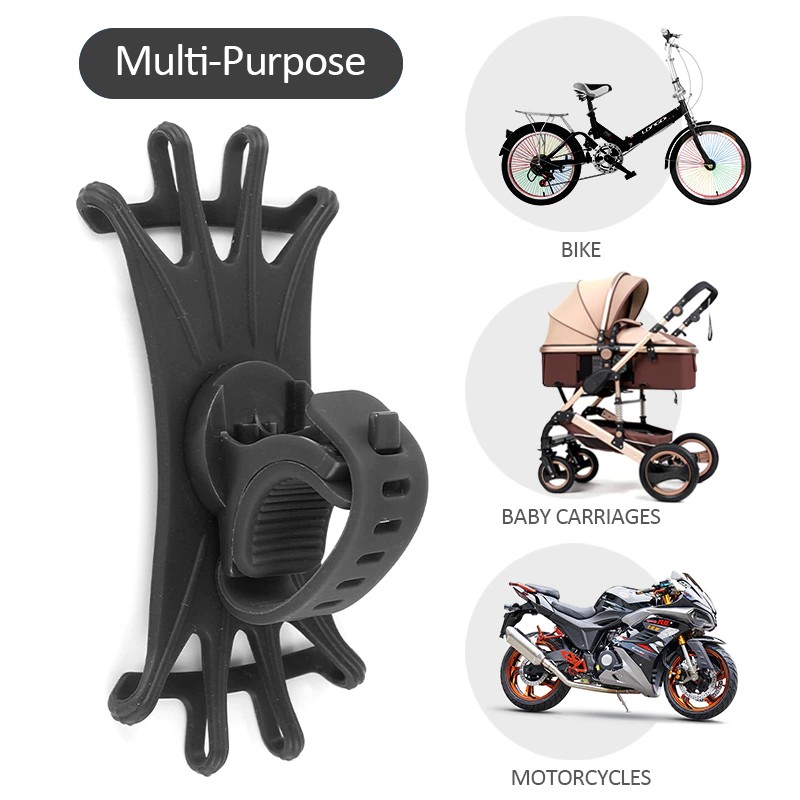 Suport telefon pentru bicicleta, silicon extensibil, gri 4