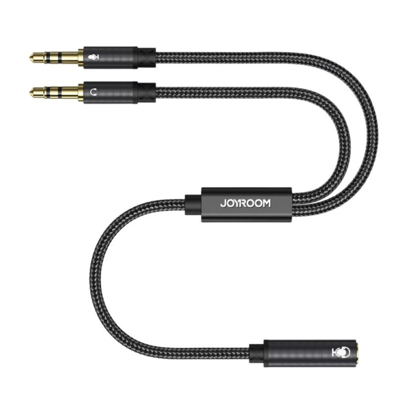 Splitter cablu audio Joyroom SY-A05, 2 x Jack 3.5mm (M) la Jack 3.5mm (F),  20 cm, negru 2