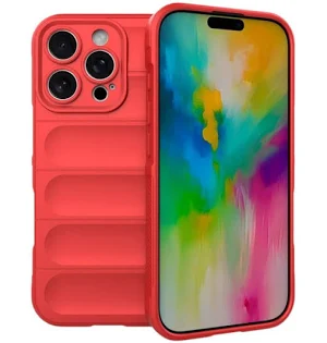 Husa Apple iPhone 16 Pro Max, Wave Silicone, protectie camera, catifea in interior, pure red