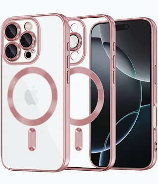 Husa Apple iPhone 16 Pro, Magsafe Electroplating TPU, protectie camera, margini rose gold