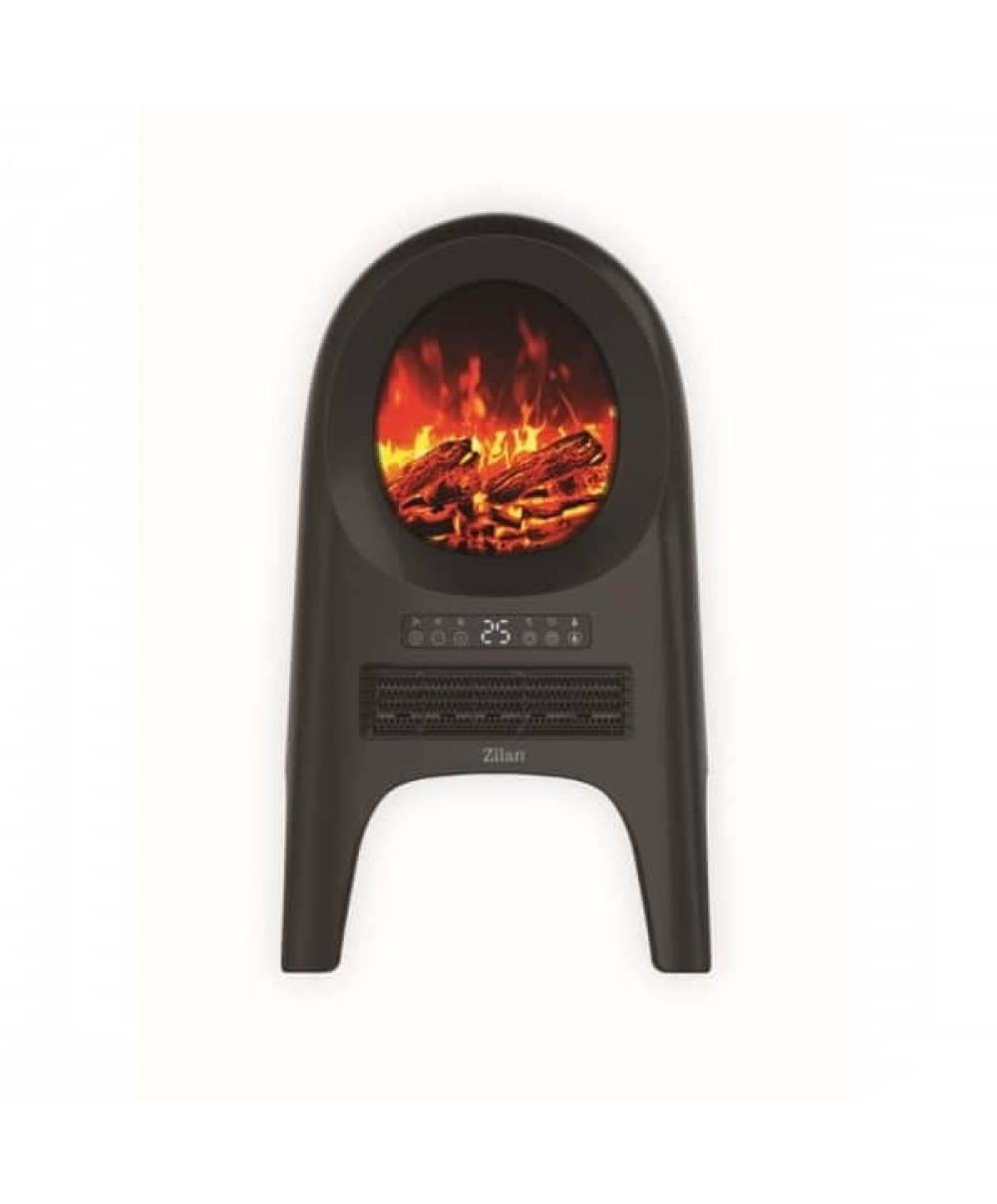 Aeroterma ceramica tip semineu, neagra, cu animatie si telecomanda, putere 2000W / ZLN 5664