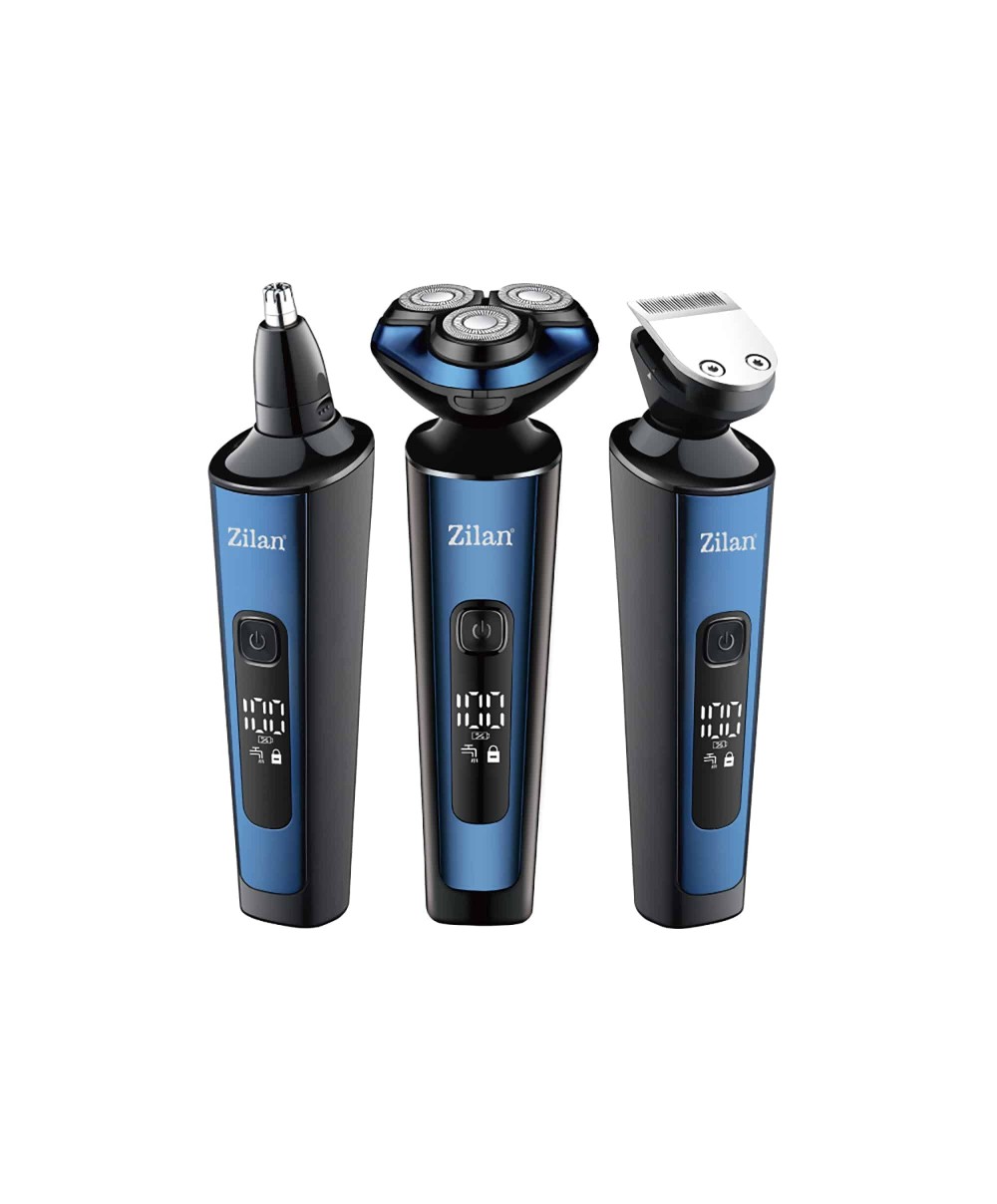Aparat de tuns si ras 4 in 1, electric pentru barbati reincarcabil IPX6, LED, 3 capete, negru / ZLN 8726