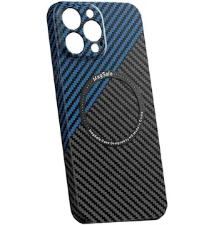Husa Apple iPhone 12 Pro, iPefet Carbon, textura kevlar, Magsafe, negru/albastru