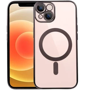 Husa Apple iPhone 12, Magsafe Electroplating TPU, protectie camera, margini negre
