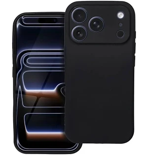 Husa Apple iPhone 17 Pro, Luxury Silicone, catifea in interior, protectie camere, neagra