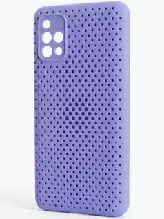 Husa Breath Case pentru Samsung Galaxy A41, silicon moale cu perforatii, violet