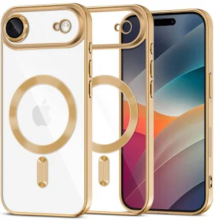 Husa Apple iPhone 17 Air, Magsafe Electroplating TPU, protectie camera, margini aurii