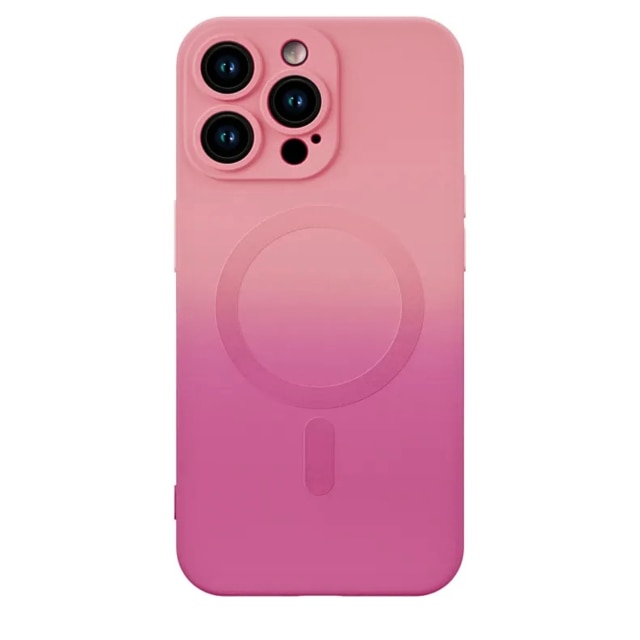 Husa Apple iPhone 13 Pro, Magsafe Ombre Silicone, geam protectie camere, roz