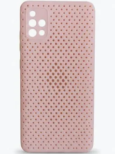 Husa Breath Case pentru Samsung Galaxy A41, silicon moale cu perforatii, rose gold