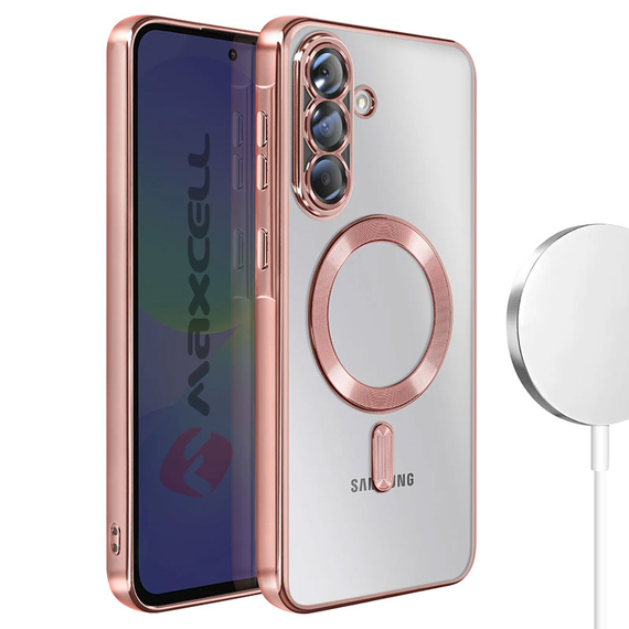 Husa Plating » Samsung A56, MagCase, TPU Clear, frame Pink
