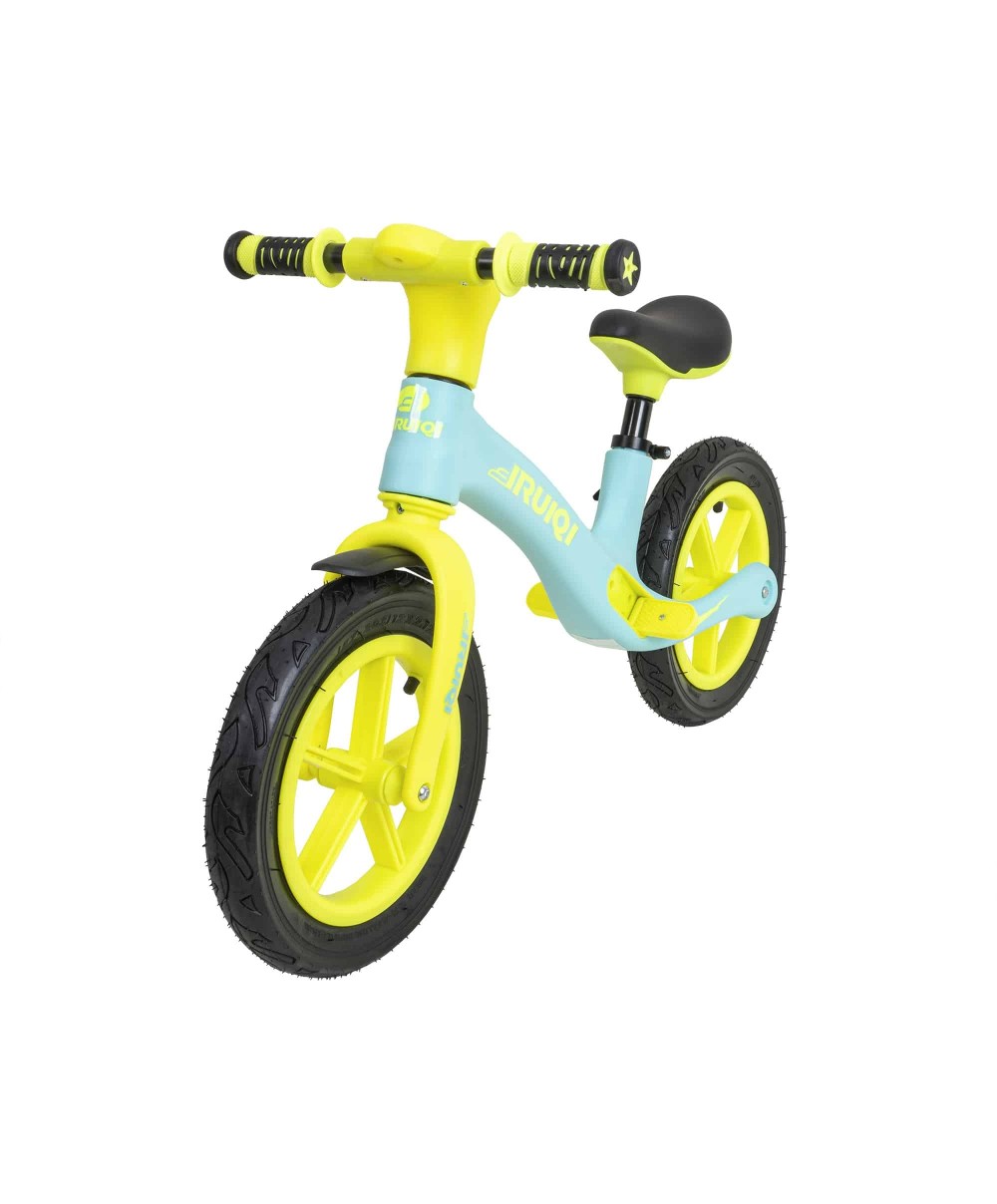Bicicleta fara pedale pentru copii IRUIQI, roti de cauciuc si scaun reglabil, +3ani, bleu so galben neon Z-TOOLS / ZTS8453