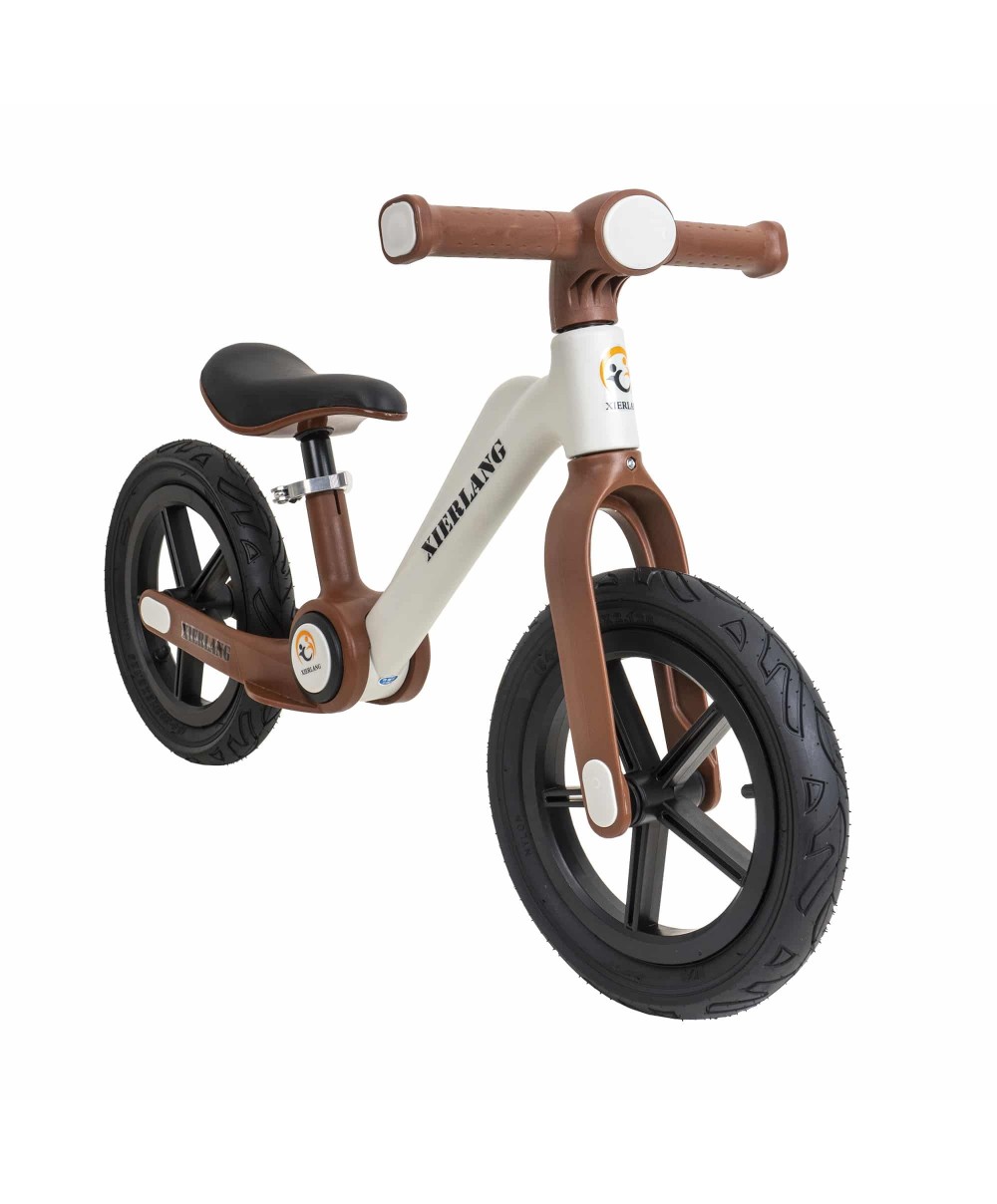 Bicicleta fara pedale, pliabila, pentru copii XIERLANG, roti de cauciuc si scaun reglabil, +3ani, alb si maro Z-TOOLS / ZTS8449