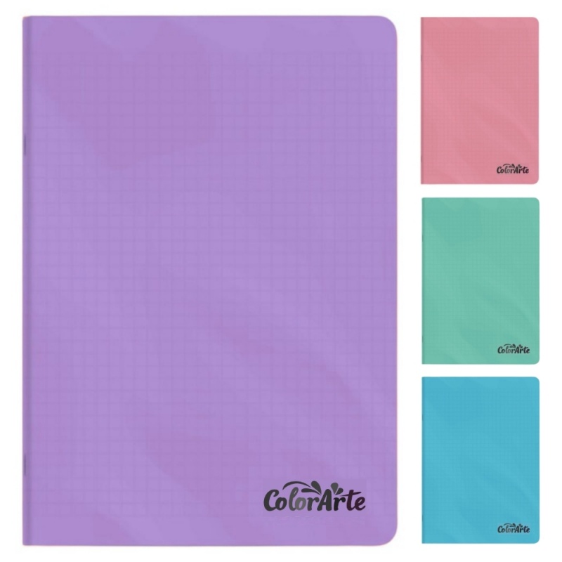 Caiet scolar A4 Colorarte, 60  file, dictando, colturi rotunjite, coperta plastic, culori macarons, 70g/mp