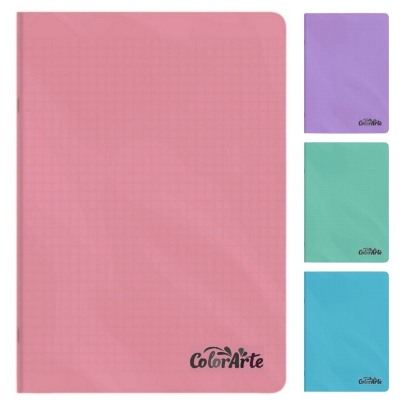 Caiet scolar A5 Colorarte, 48  file, matematica, colturi rotunjite, coperta plastic, culori macarons, 70g/mp