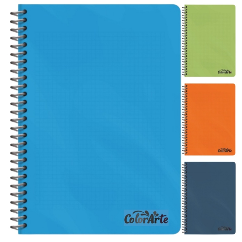Caiet cu spirala plastic A4 Colorarte, 100 file, dictando, colturi rotunjite, coperta plastic 350microni, 70g/mp