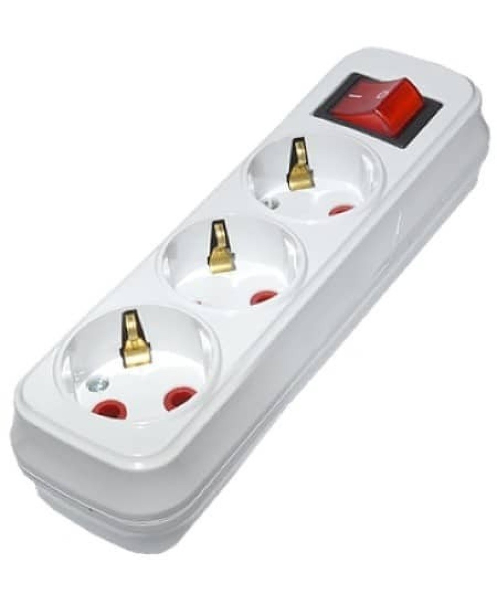 Cap prelungitor cu 3 prize, Horoz, cu intrerupator / EXT 200-300-302