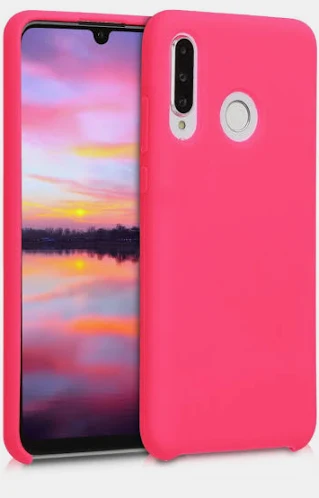 Husa Huawei P30 Lite, Luxury Silicone, catifea in interior, roz ciclam