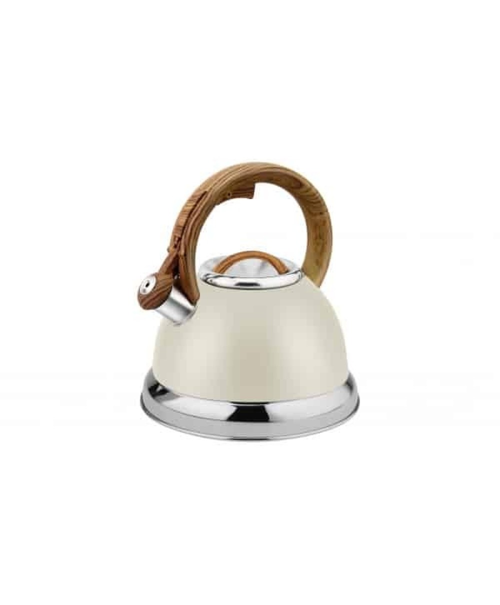 Ceainic din inox cu fluier RETRO capacitate 3.5l, exterior polishat, crem ZILAN / ZLN 1290