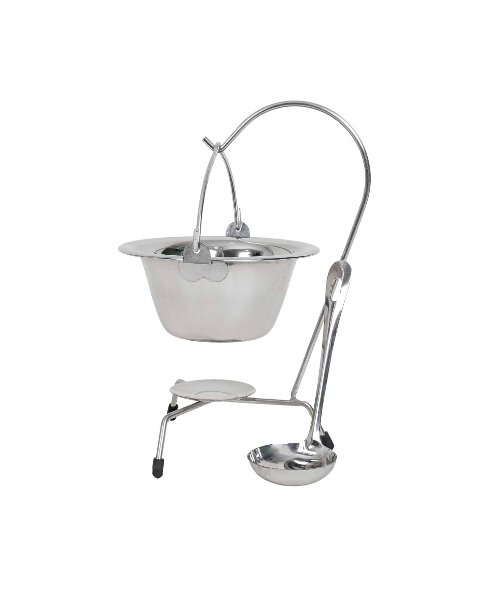 Ceaun mini, din inox, 0.8L cu suport si lingura / EXT 7228_3