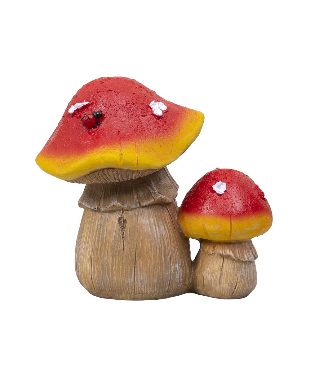 Ciuperca decorativa pentru gradina, din rasina, H 20cm, cu un pui / ZTS 8067