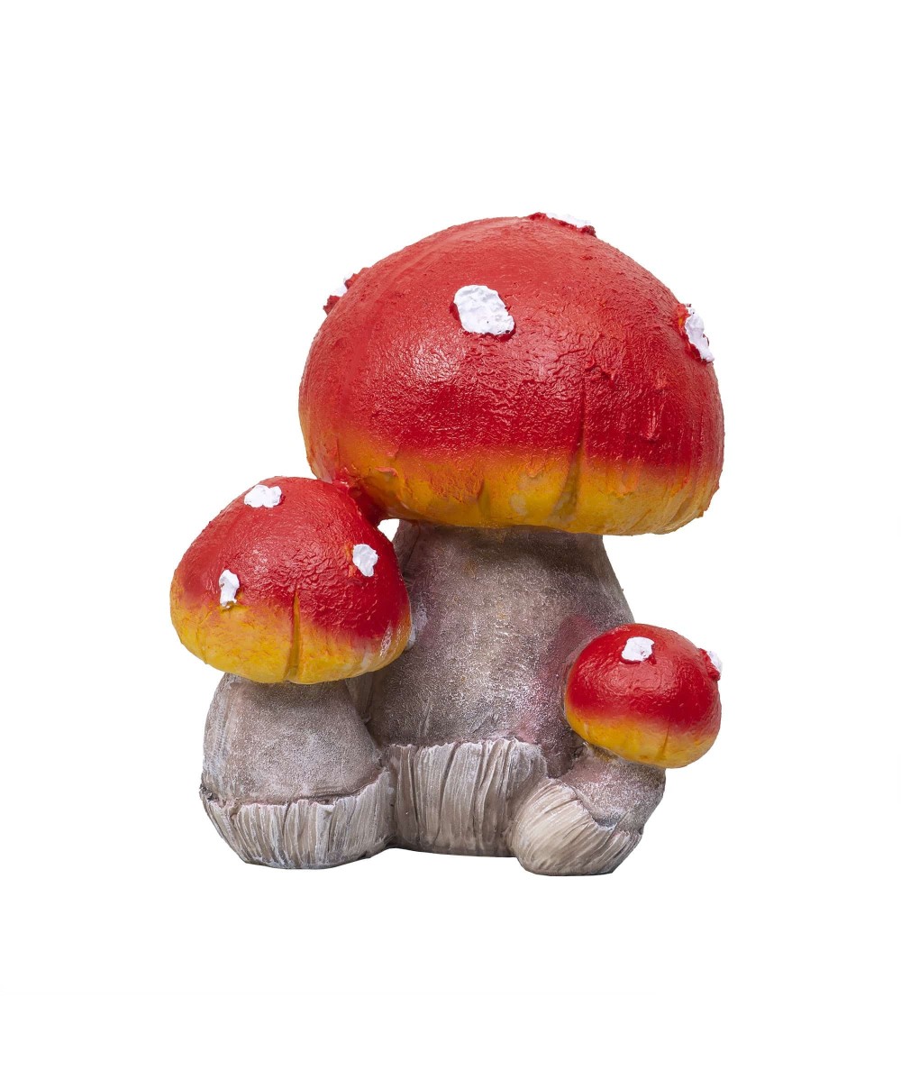 Ciuperca decorativa pentru gradina, din rasina, H 20cm, cu 2 pui / ZTS 8068