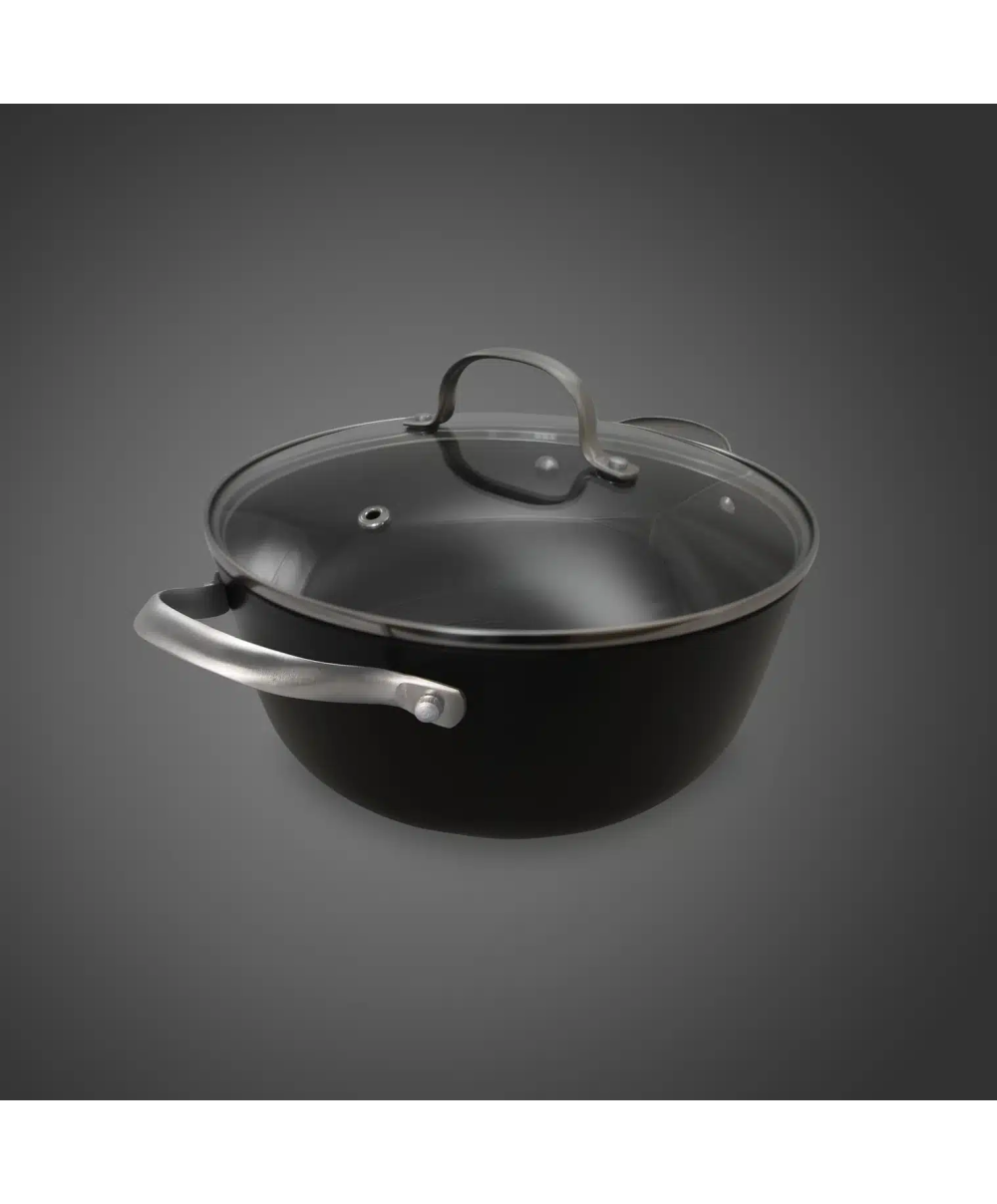 Cratita din fonta tip fagure cu capac de sticla OTI, diametru 24cm, capacitate 3.5L 181654 / OTI 0015