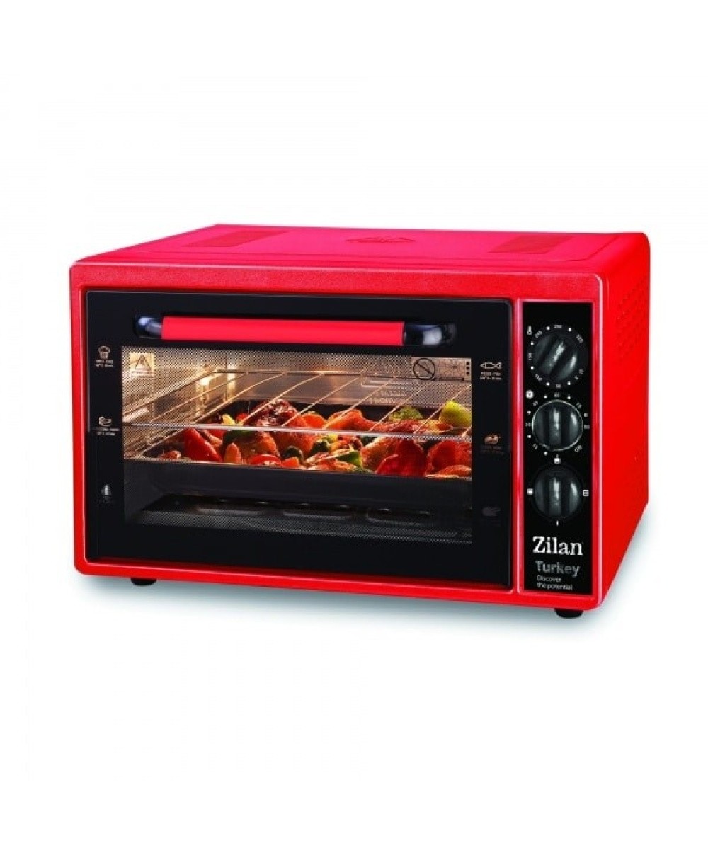 Cuptor electric Zilan 32 Litri, 1500W, Timer control 90 min, Gratar, Tava dreptunghiulara, Rosu/ ZLN 5320_R