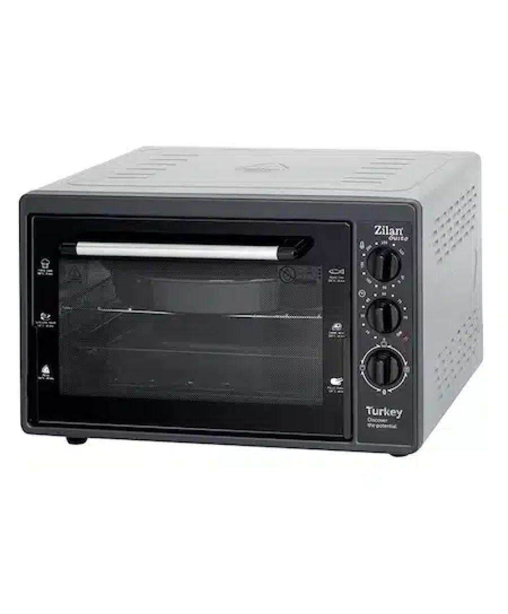 Cuptor electric Zilan, capacitate 38 Litri, putere 1500W, timer control 90 min, gratar, tava dreptunghiulara, negru / ZLN 5320_G