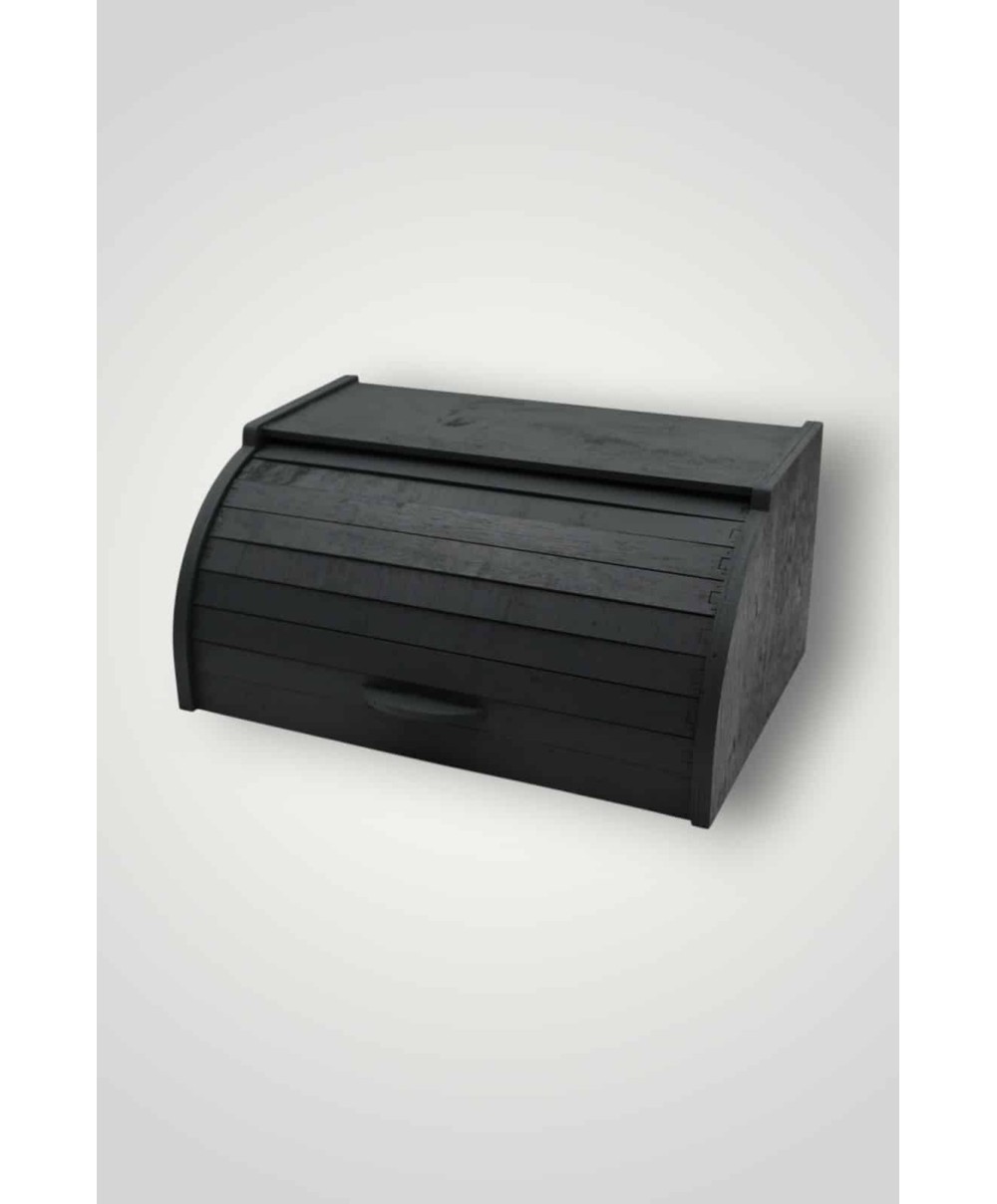Cutie de paine, din lemn de albasia, 38x18x26cm, negru / EXT9072-1