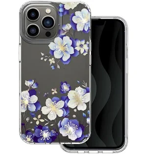 Husa Apple iPhone 14 Pro, IMD Print Case, TPU flexibil, transparent, Floral
