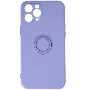 Husa Apple iPhone 16, Ring Silicone, suport sustinere rotativ, catifea in interior, mov