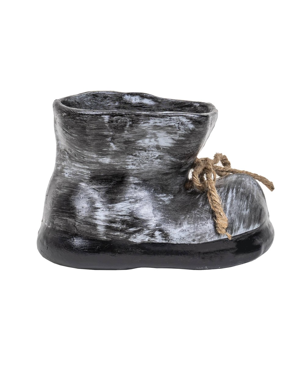 Decoratiune pentru gradina, din ceramica, bocanc mic cu suport pentru flori, inaltime 15cm, lungime 22cm / EXT 10205
