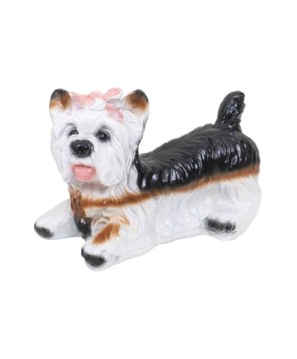 Decoratiune pentru gradina, din ceramica, model catel, inaltime 24cm, lungime 33cm / EXT 10389
