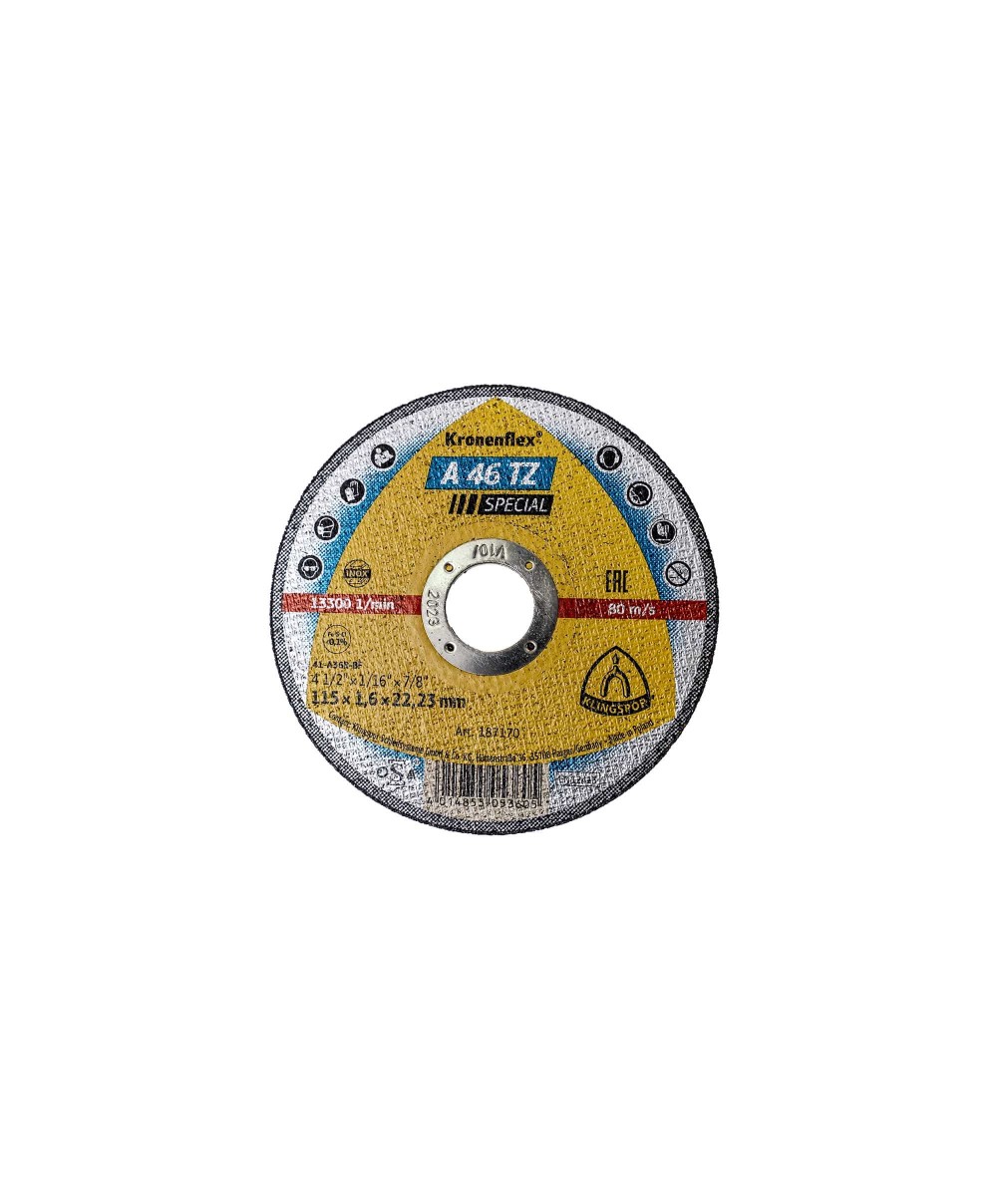 Disc debitare inox, Klingspor A 46 TZ Special, 115 x 1.6 x 22.23 mm / EXT 187170