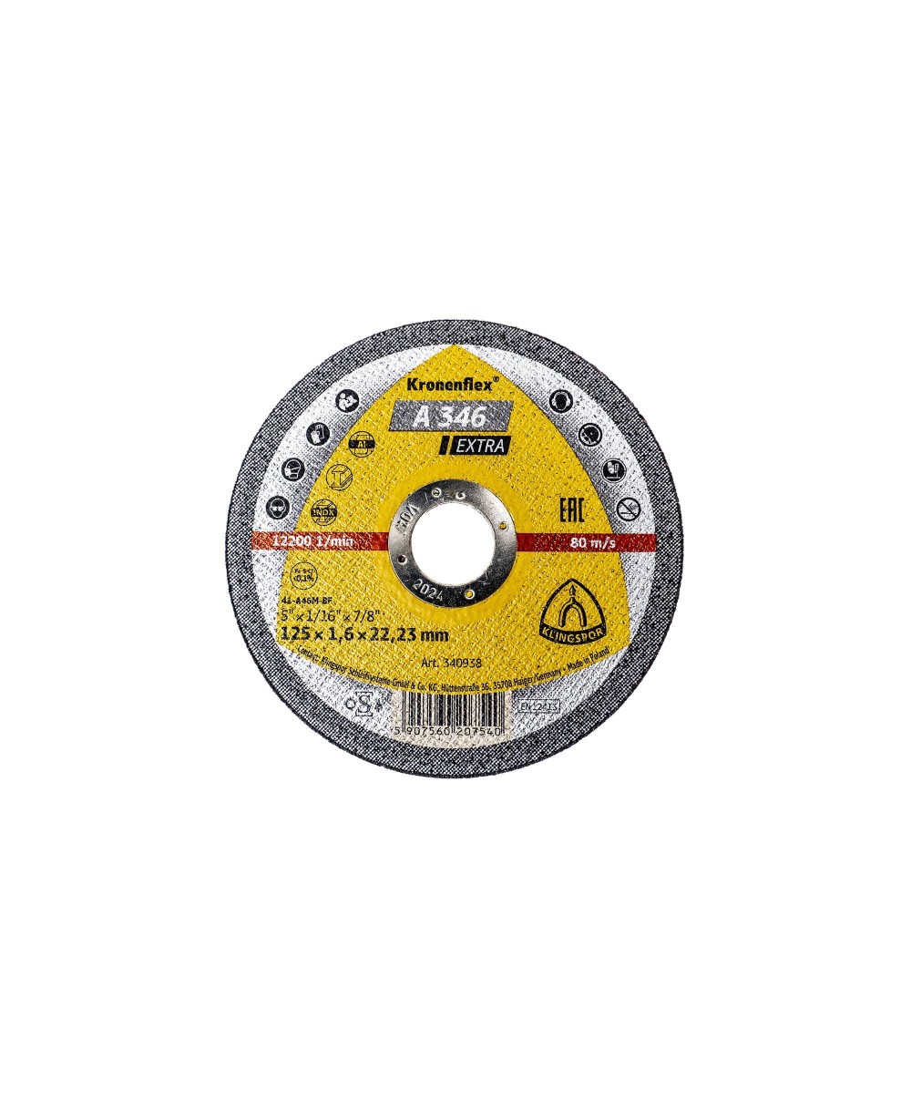 Disc debitare inox si Metal, Klingspor A 346 Extra, 125 x1.6x22.23 mm / EXT 340938