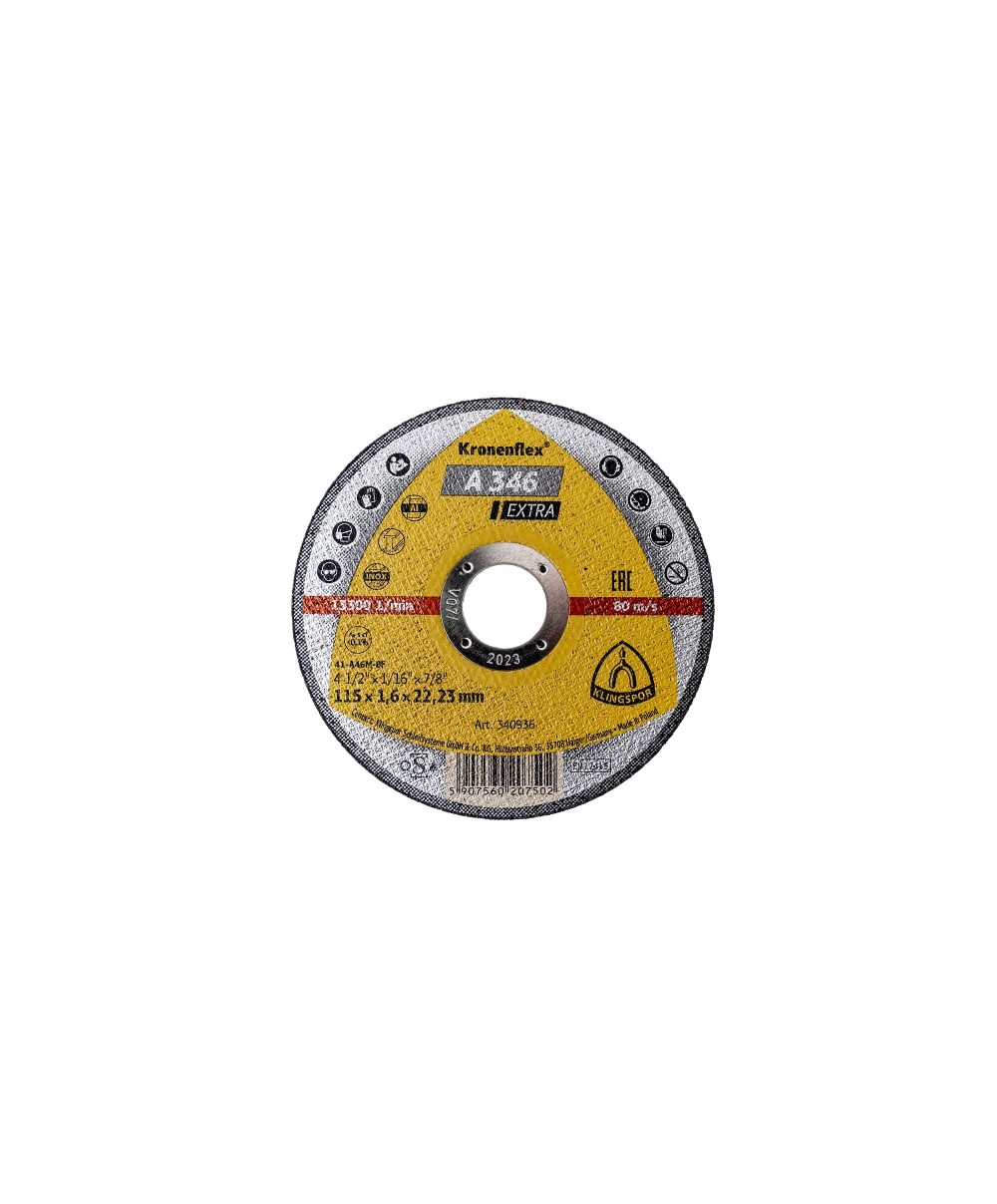 Disc debitare, Klingspor A 346 Extra, inox si Metal, 115 x 1.6 x 22.23 mm / EXT 340936