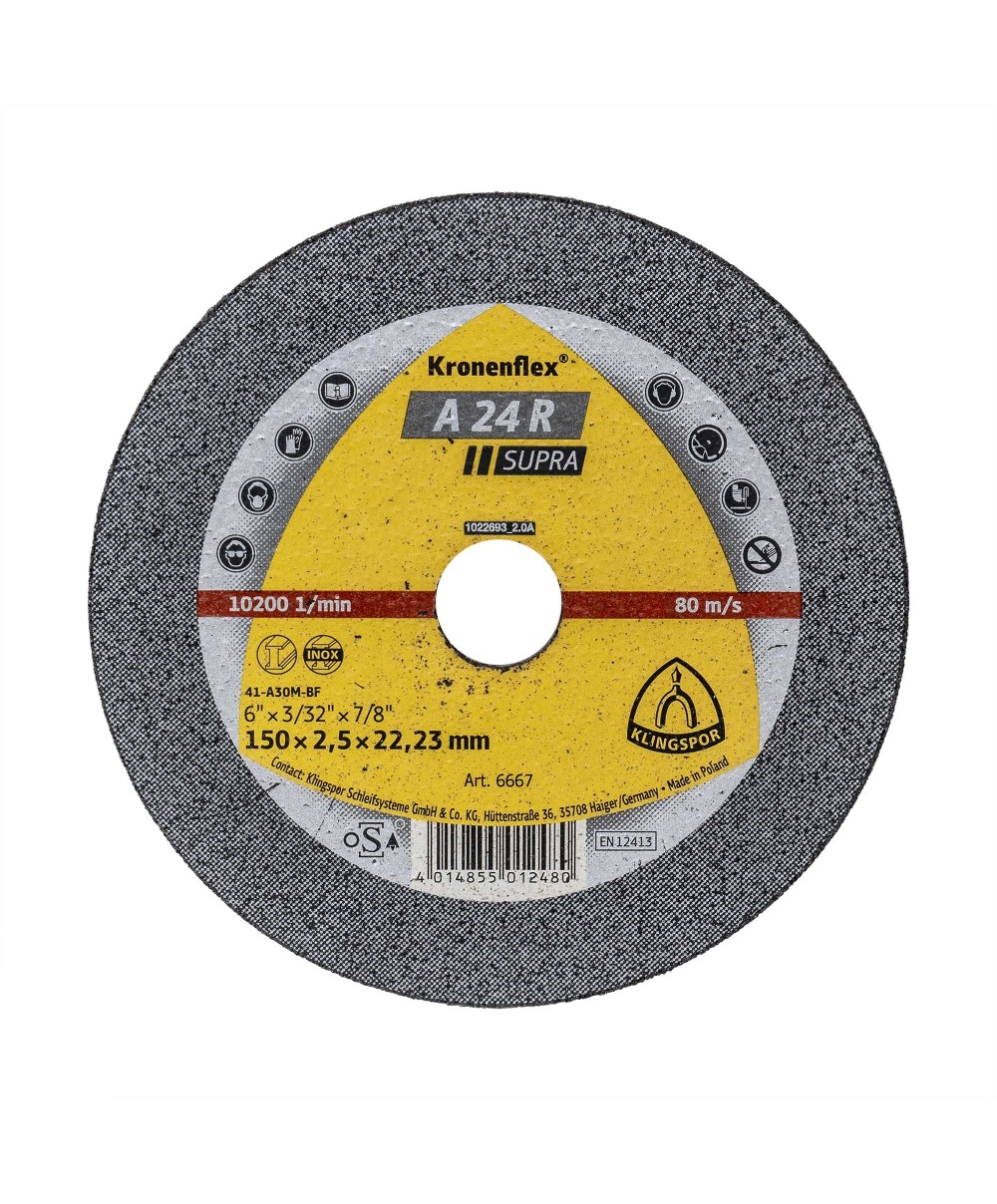 Disc debitare Klingspor A24R Supra, 150x2.5x22.23mm / EXT 6667