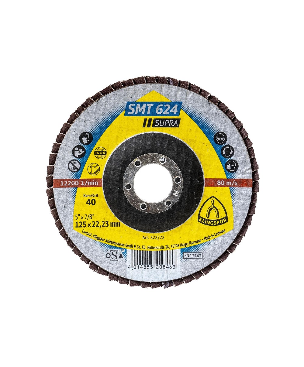 Disc lamelar frontal Klingspor SMT 624 Supra, P40 125X22.23 mm / EXT 322772