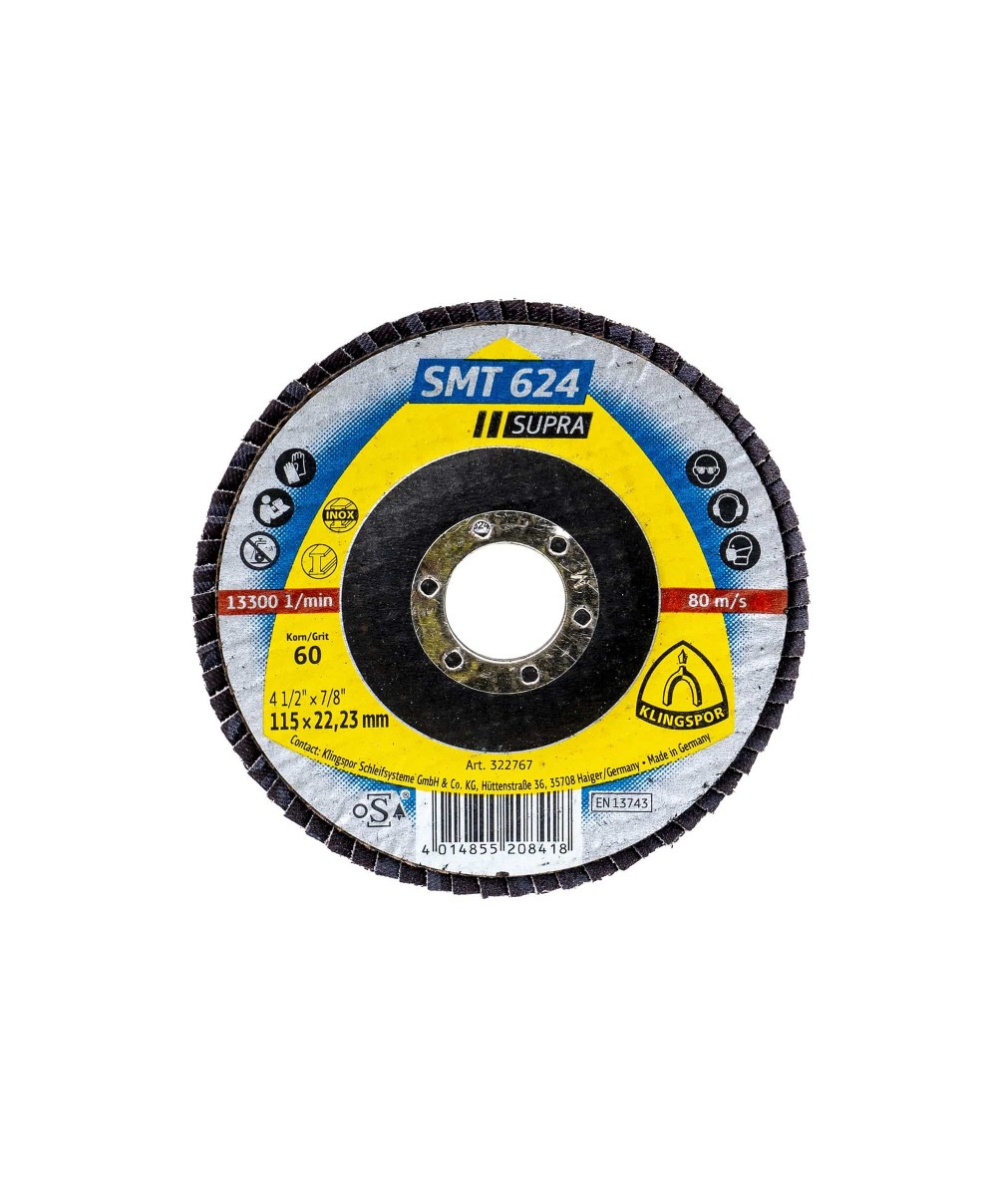 Disc lamelar frontal Klingspor SMT 624 Supra, P60 115X22.23 mm / EXT 322767