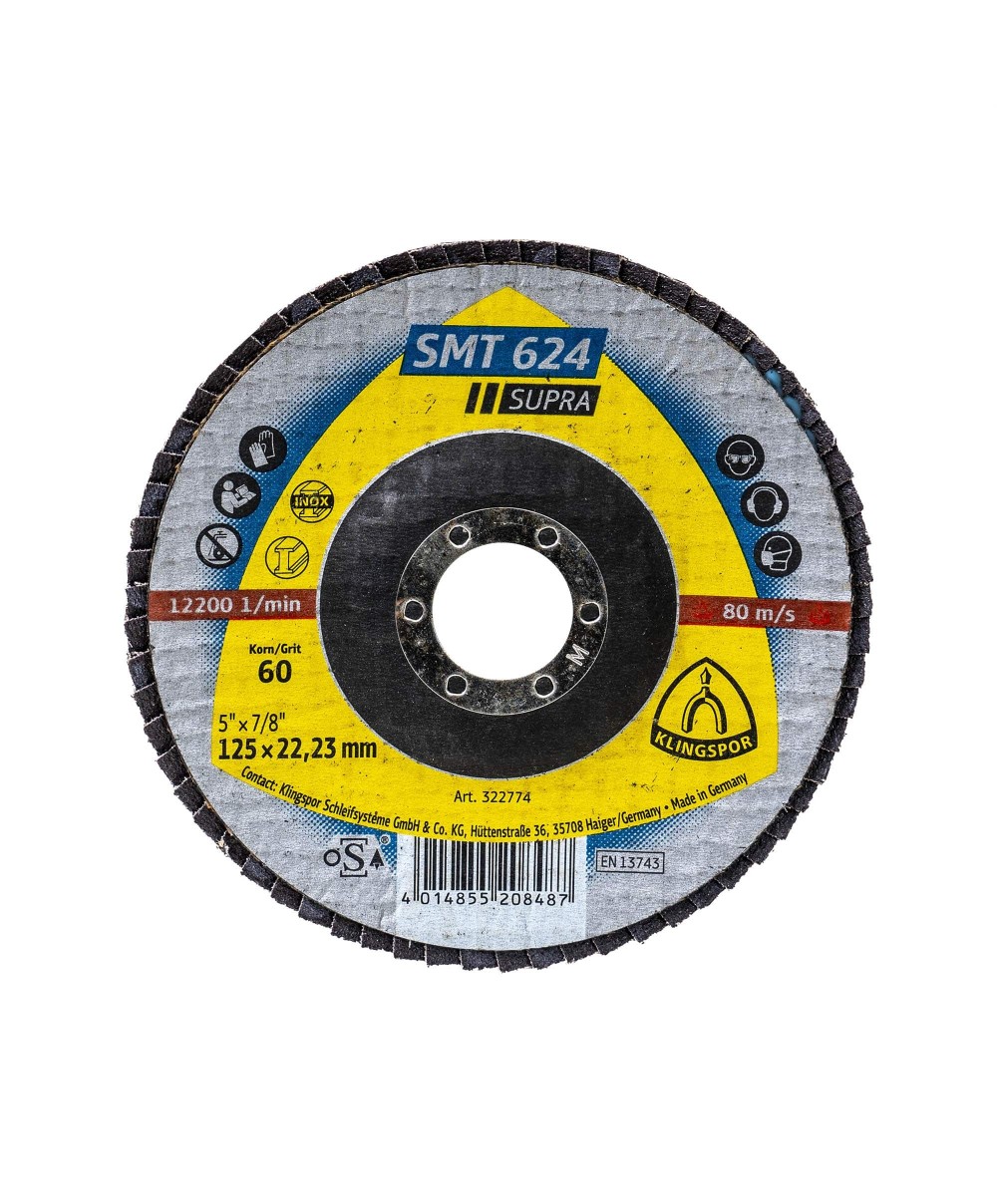 Disc lamelar frontal Klingspor SMT 624 Supra, P60 125X22.23 mm / EXT 322774