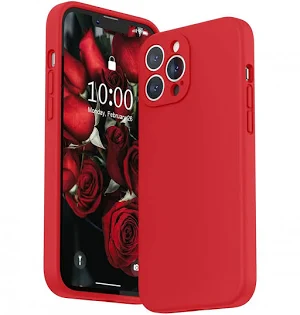 Husa Apple iPhone 13 Pro Luxury Silicone, catifea in interior, protectie camere, rosu