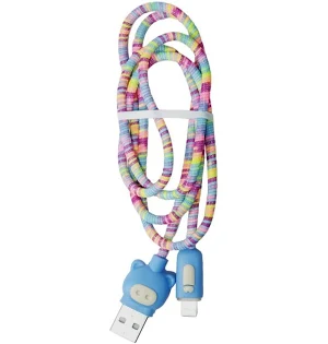 Cablu date si incarcare Lightning (iPhone), 1 metru, 3A, multicolor, capete albastre