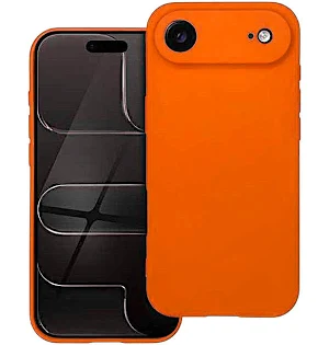 Husa Apple iPhone 17 Air, Luxury Silicone, protectie camera, catifea in interior, portocalie