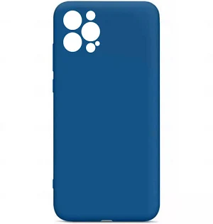 Husa Apple iPhone 13 Pro Max Luxury Silicone, catifea in interior, protectie camere, albastru inchis