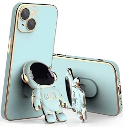 Husa Apple iPhone 15 Pro, Astronaut Case, protectie camera, functie stand expunere, albastru mint