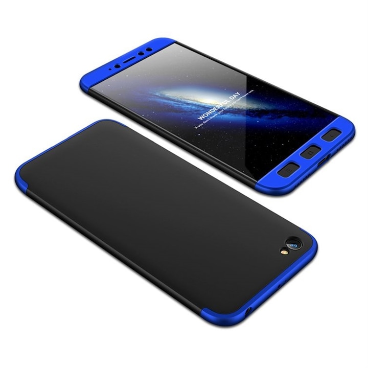 Husa Full Cover GKK (fata + spate) pentru Xiaomi Redmi Note 5A, negru cu albastru