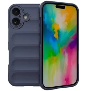 Husa Apple iPhone 16, Wave Silicone, protectie camera, catifea in interior, navy blue